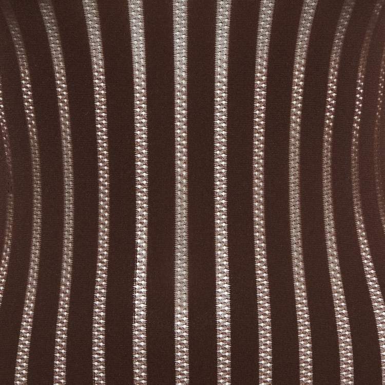 Pre Owned Alaia Brown Stripe Pattern Jersey High-Neck Bodysuit S