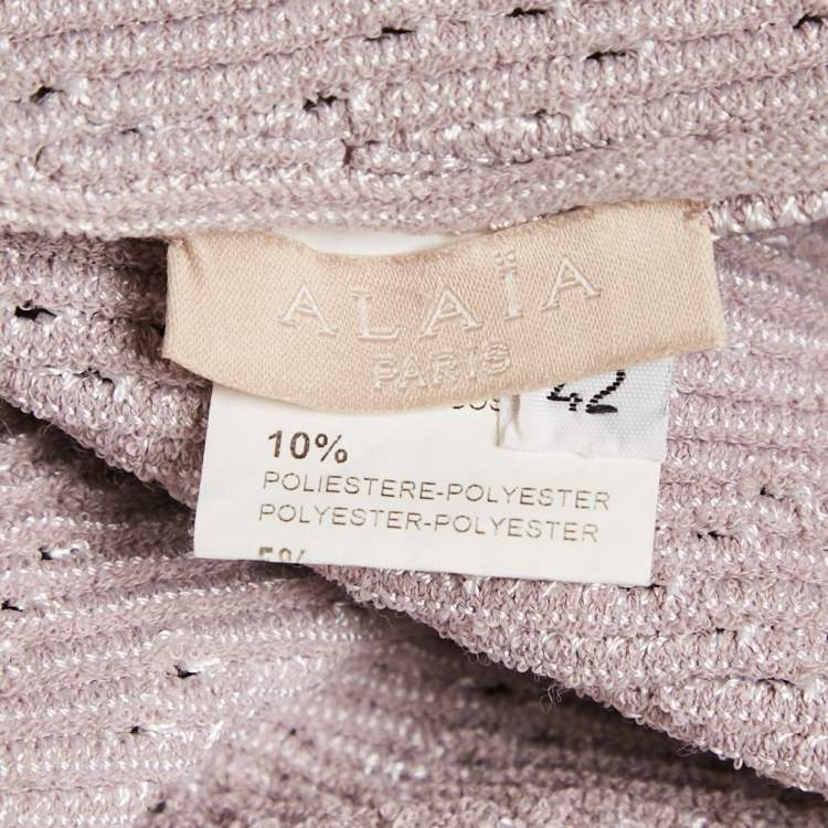 مملوكة مسبقًا Alaia Light Purple Patterned Knit Sleeveless Short Dress L