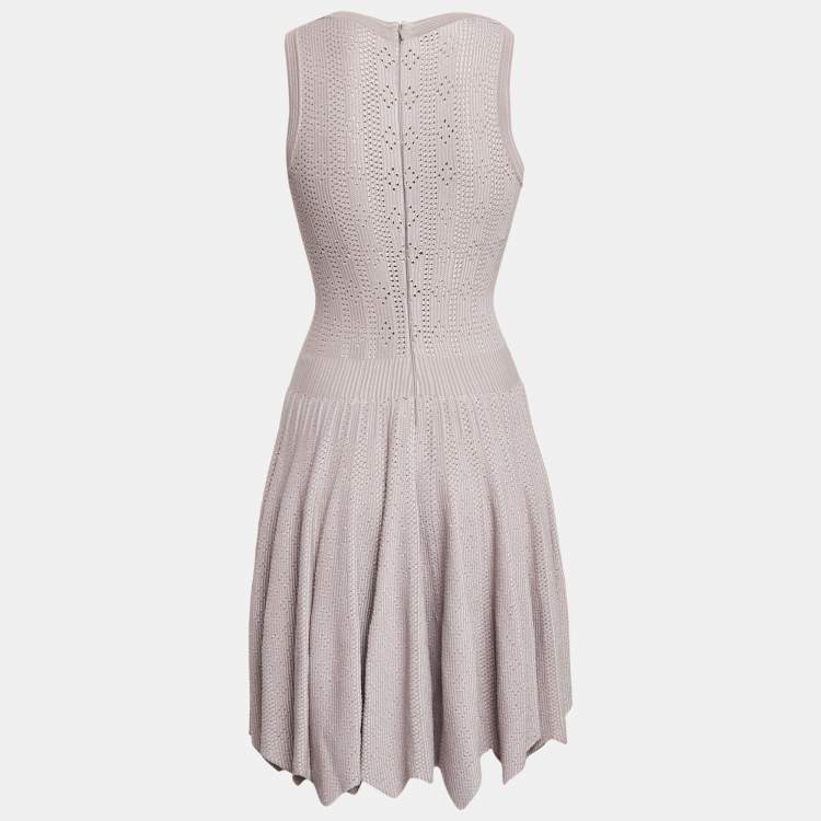 مملوكة مسبقًا Alaia Light Purple Patterned Knit Sleeveless Short Dress L