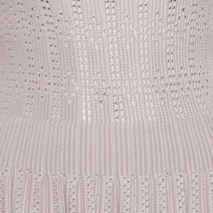 مملوكة مسبقًا Alaia Light Purple Patterned Knit Sleeveless Short Dress L