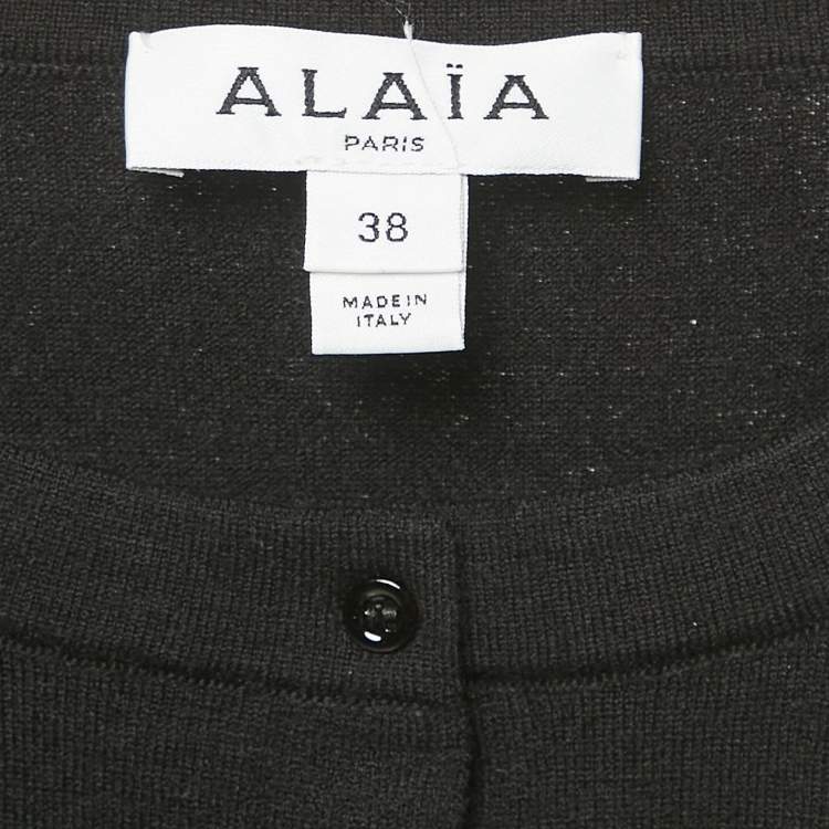 Pre Owned Alaia Black Knit Button Front Cardigan Cropped Cardigan M