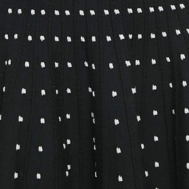مملوكة مسبقًا Alaia Black Dotted Lurex Knit Flared Mini Dress S