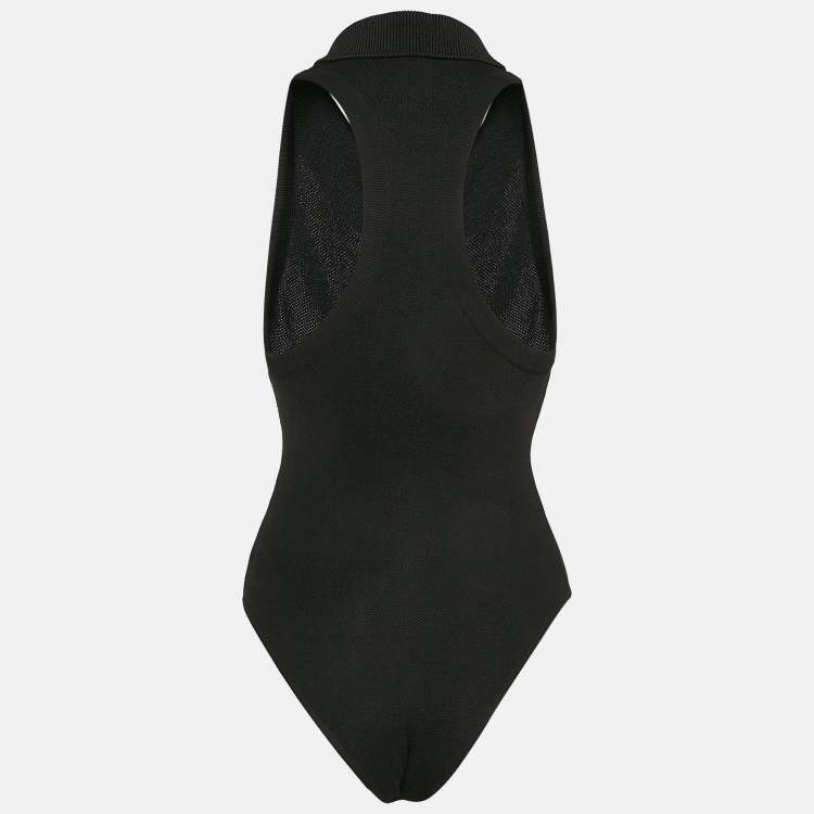 Pre Owned Alaia Black Pique Sleeveless Bodysuit S