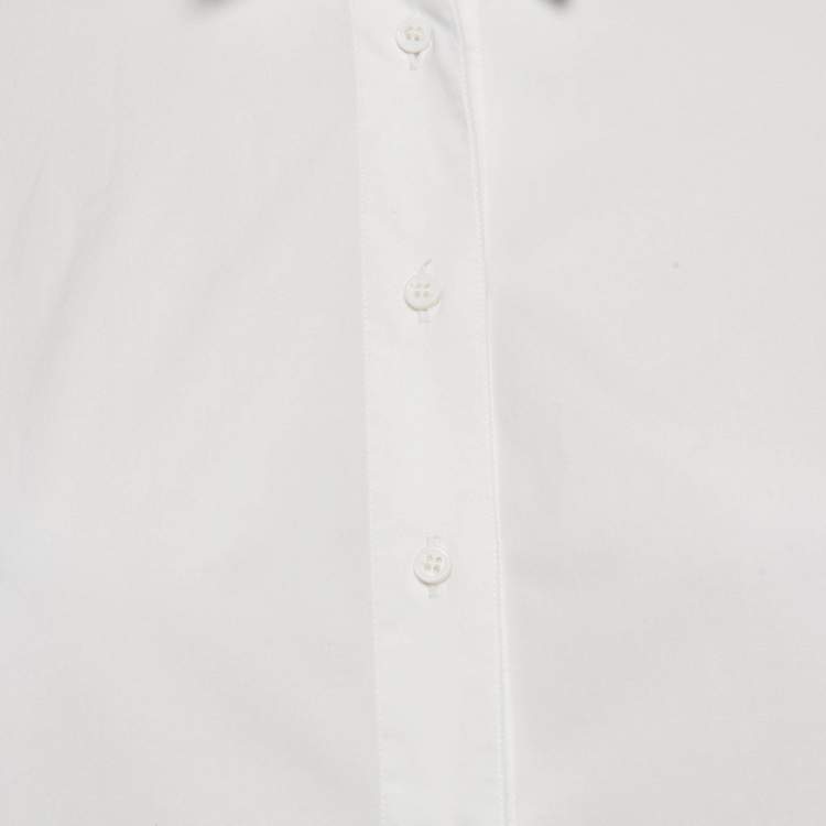 Pre Owned Alaia White Cotton Long Sleeve Crop Shirt M