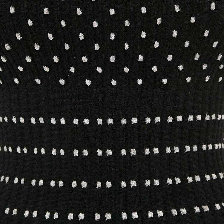 Pre Owned Alaia Black Lurex Dotted Knit Sleeveless Flared Mini Dress M