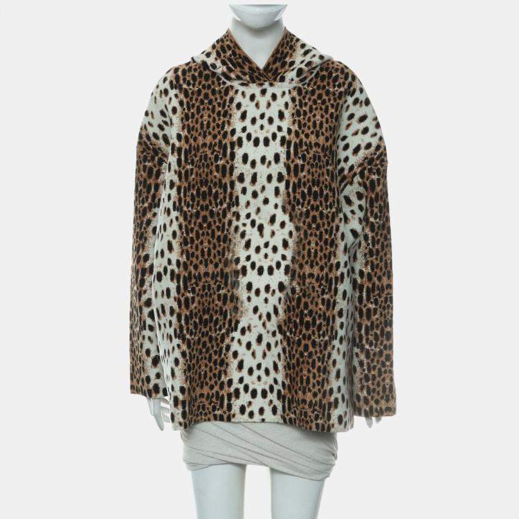 Pre Owned Alaia Brown Printed Leopard Hoodie XS