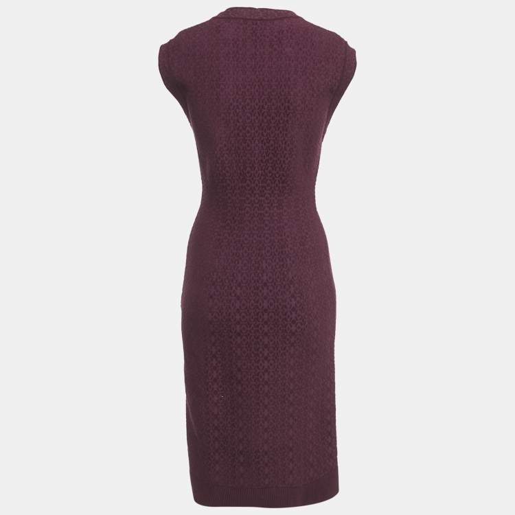 Pre Owned Alaia Burgundy Jacquard Knit Sleeveless L