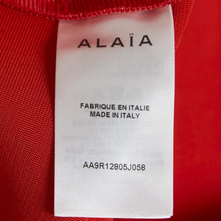Pre Owned Alaia Red Jersey Sculpting Corset Maxi Dress S