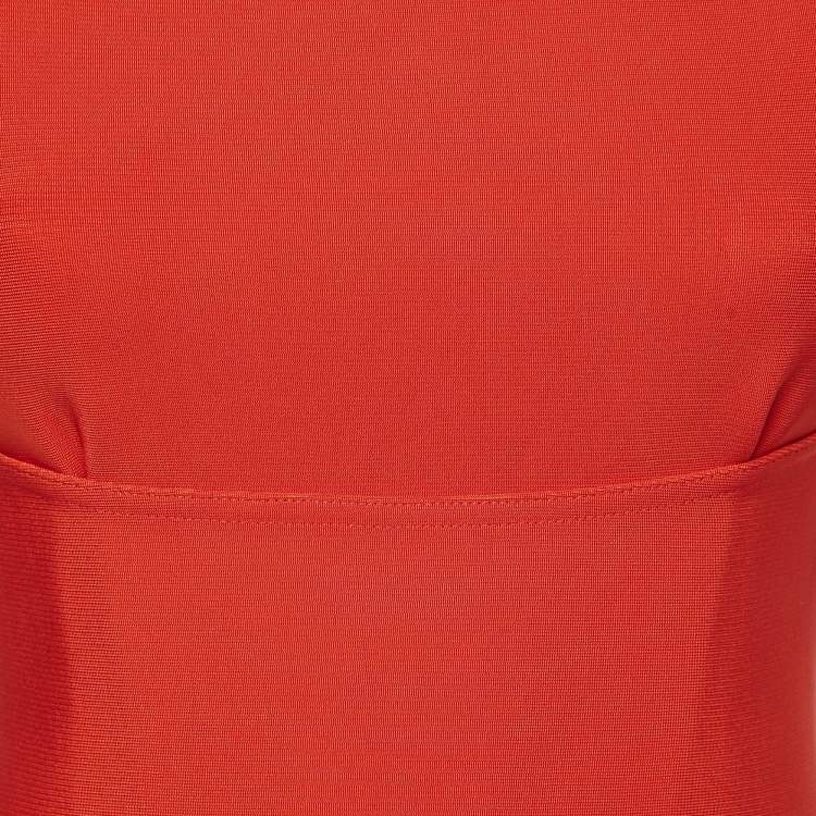 Pre Owned Alaia Red Jersey Sculpting Corset Maxi Dress S