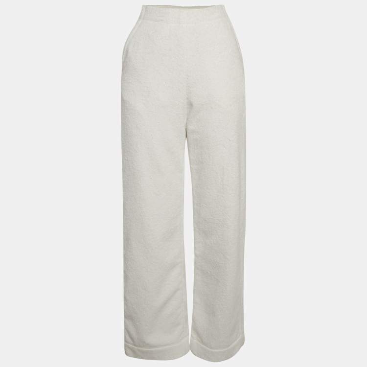 Pre Owned Alaia White Terry Cotton Straight Leg Track Pants S