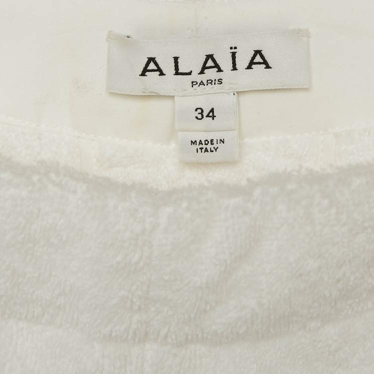Pre Owned Alaia White Terry Cotton Straight Leg Track Pants S