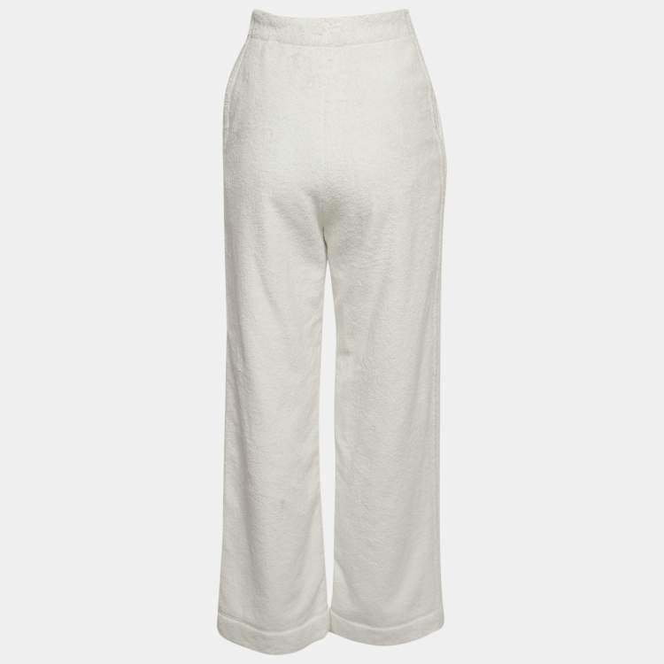 Pre Owned Alaia White Terry Cotton Straight Leg Track Pants S