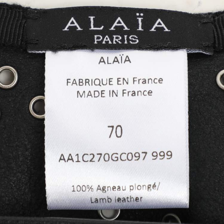 Pre Owned Alaia Black Eyelet Leather Asymmetrical Skirt S
