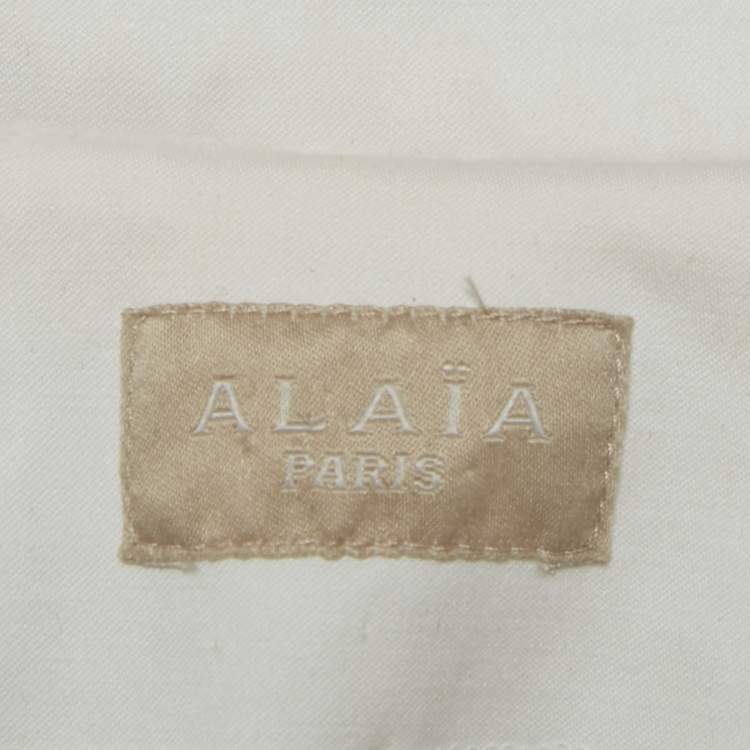 Pre Owned Alaia White Cotton Double Breasted Flared Coat M