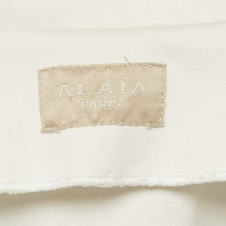 Pre Owned Alaia White Cotton Double Breasted Flared Coat M