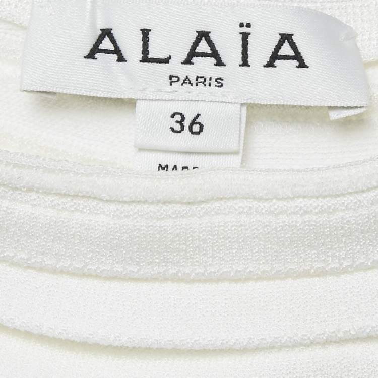 Pre Owned Alaia White Jersey Layered Long Bodycon Dress S