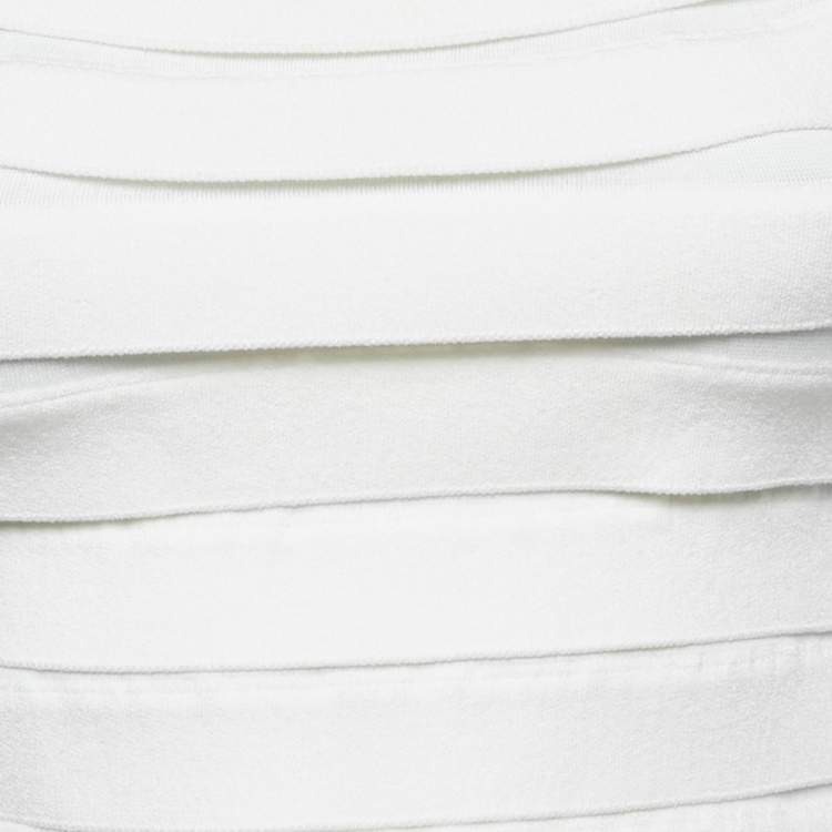Pre Owned Alaia White Jersey Layered Long Bodycon Dress S