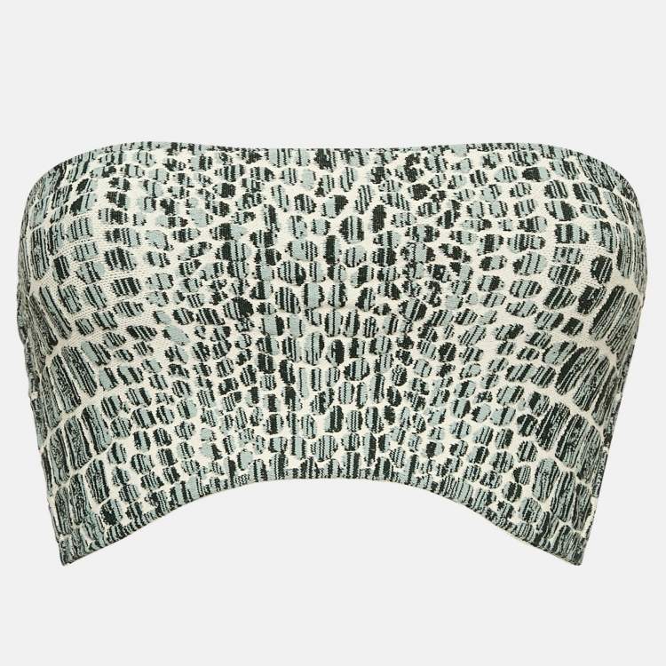 Pre Owned Alaia Grey Croc-Pattern Stretch Knit Bandeau Top S