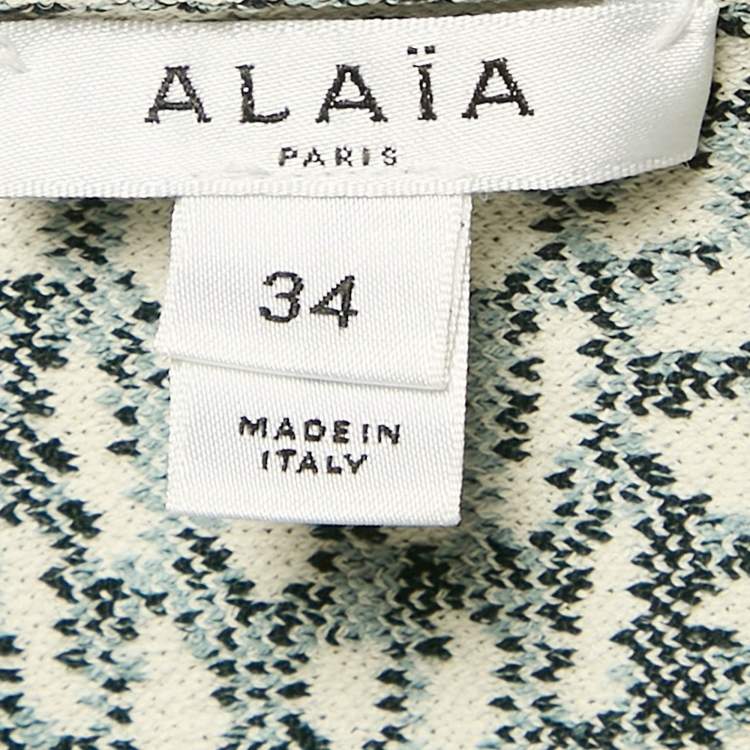 Pre Owned Alaia Grey Croc-Pattern Stretch Knit Bandeau Top S