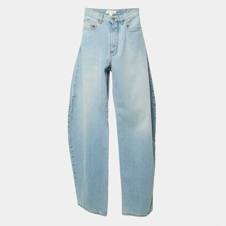 Pre Owned Alaia Blue Denim High Rise Balloon Jeans XS Waist 23"