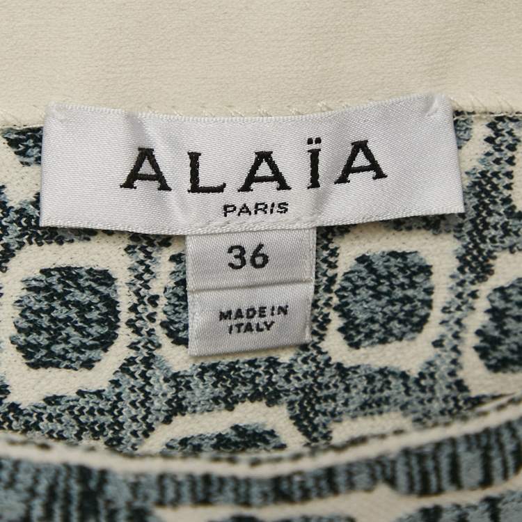 Pre Owned Alaia Grey Croc-Pattern Textured Knit Mini Skirt S