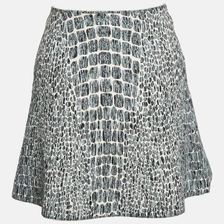 Pre Owned Alaia Grey Croc-Pattern Textured Knit Mini Skirt S