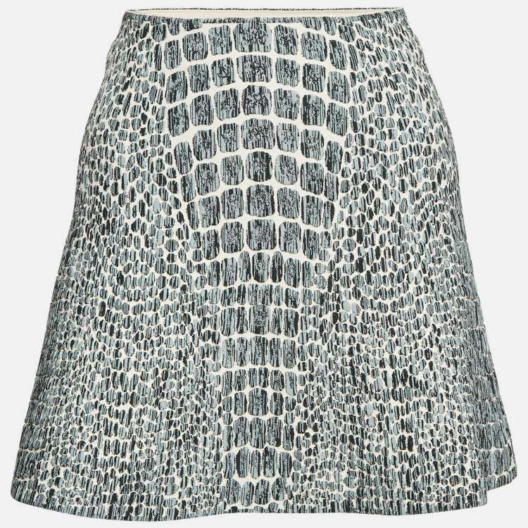 Pre Owned Alaia Grey Croc-Pattern Textured Knit Mini Skirt S