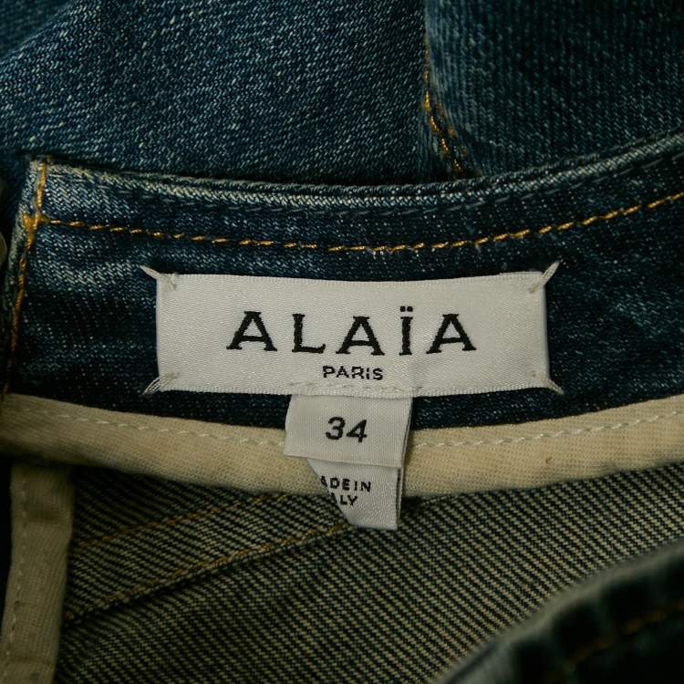 Pre Owned Alaïa Blue Faded Denim Pencil Skirt XS Waist 23"