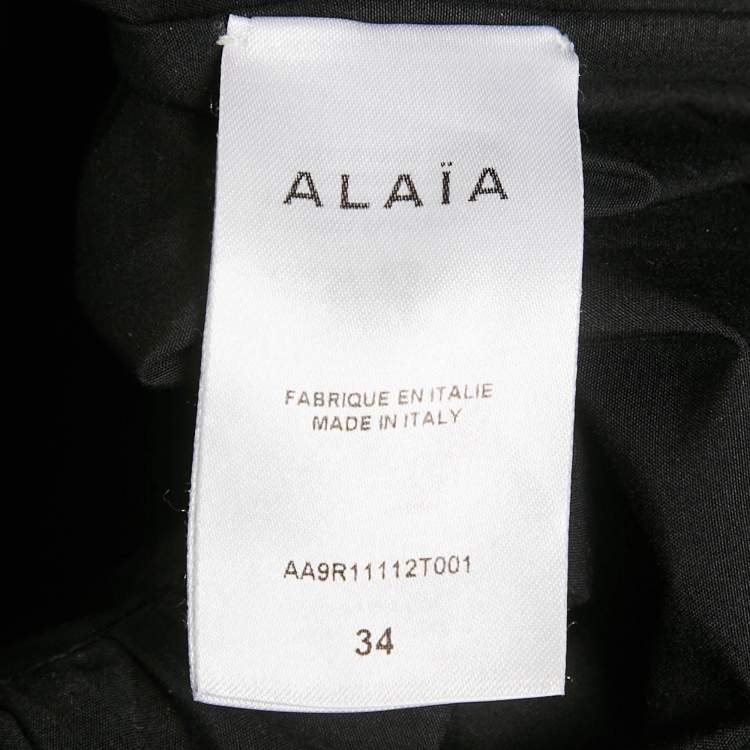 Pre Owned Alaia Black Poplin Leather Buckle Mini Japanese Dress XS