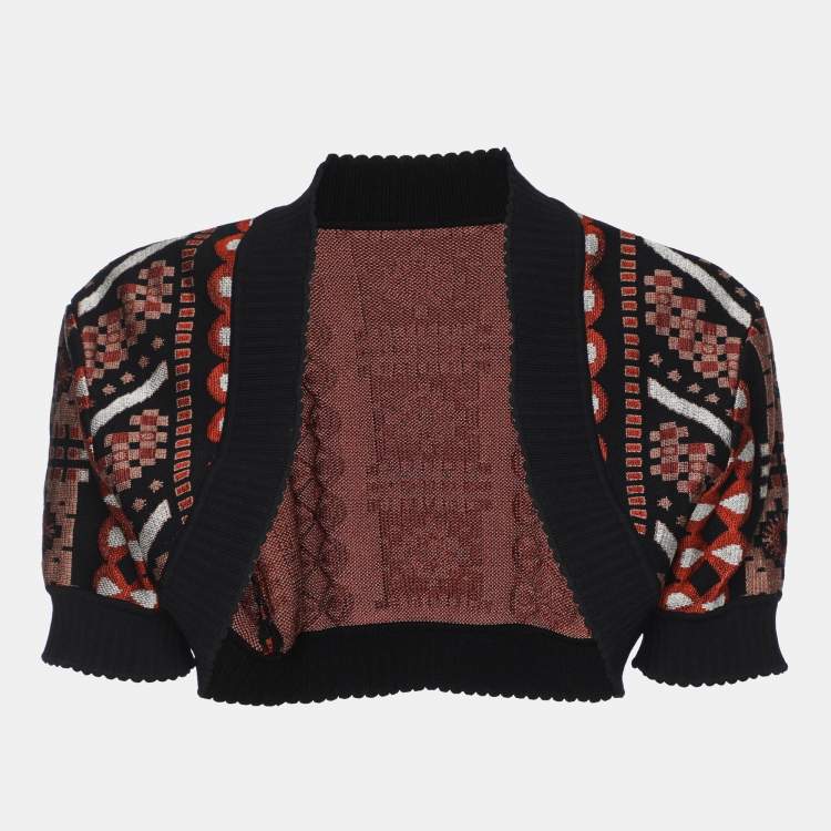 Pre Owned Alaia Multicolor Stretch Knit Cropped Shrug M