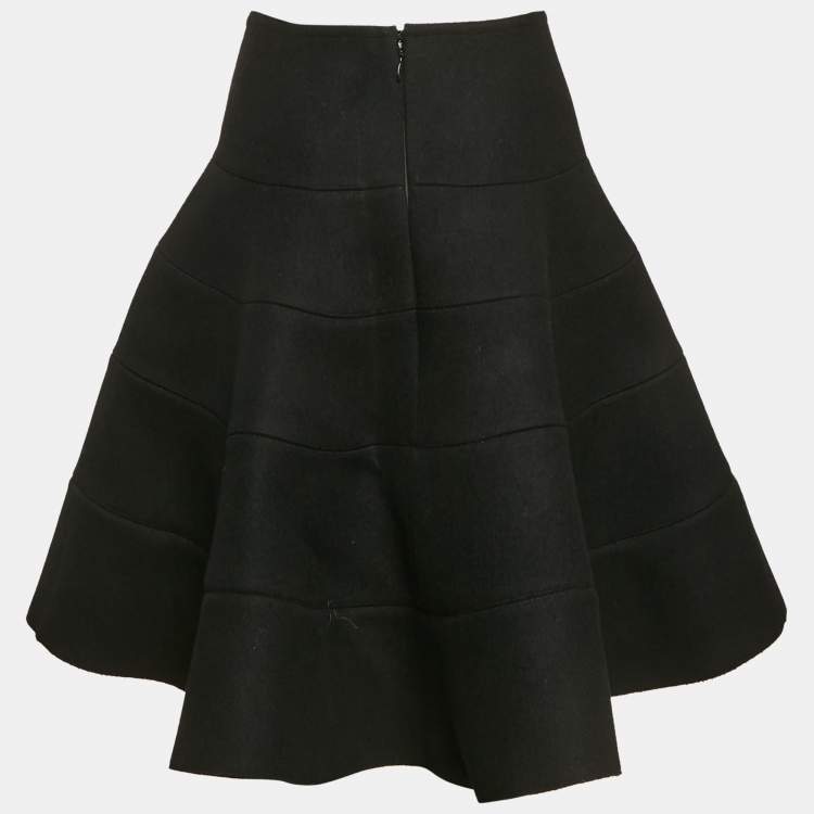 Pre Owned Alaïa Black Wool Mini Skirt M