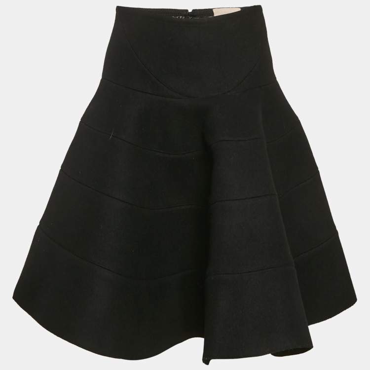 Pre Owned Alaïa Black Wool Mini Skirt M