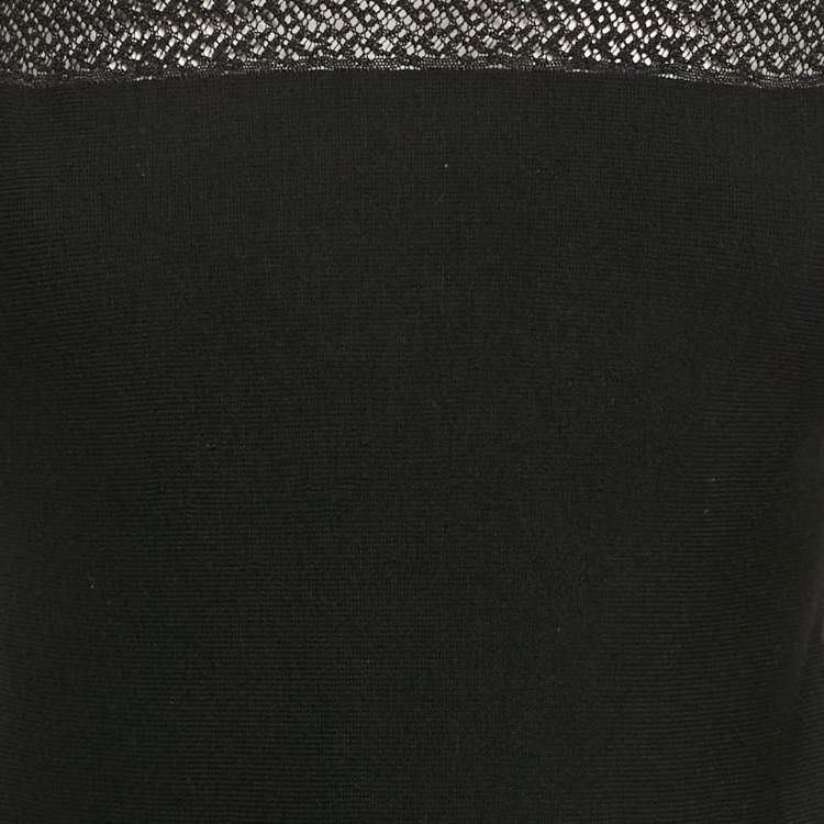 Pre Owned Alaia Black Wool Blend Knit Fit and Flare Mini Dress M