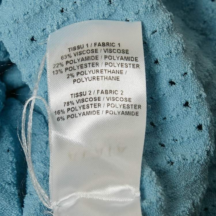 Pre Owned Alaia Blue Stretch Knit Bodycon Midi Dress S