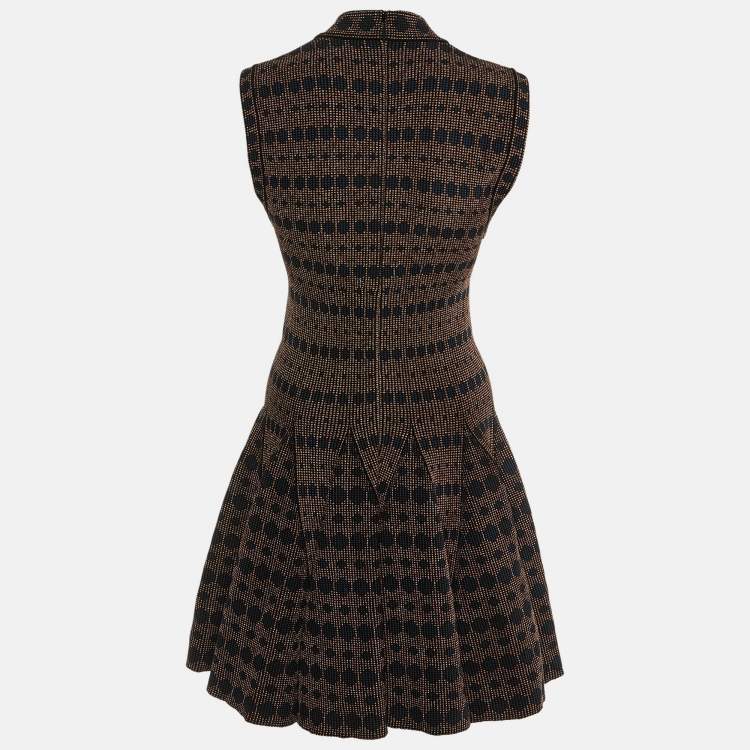 Pre Owned Alaia Black Dotted Lurex Knit Fit & Flare Dress M