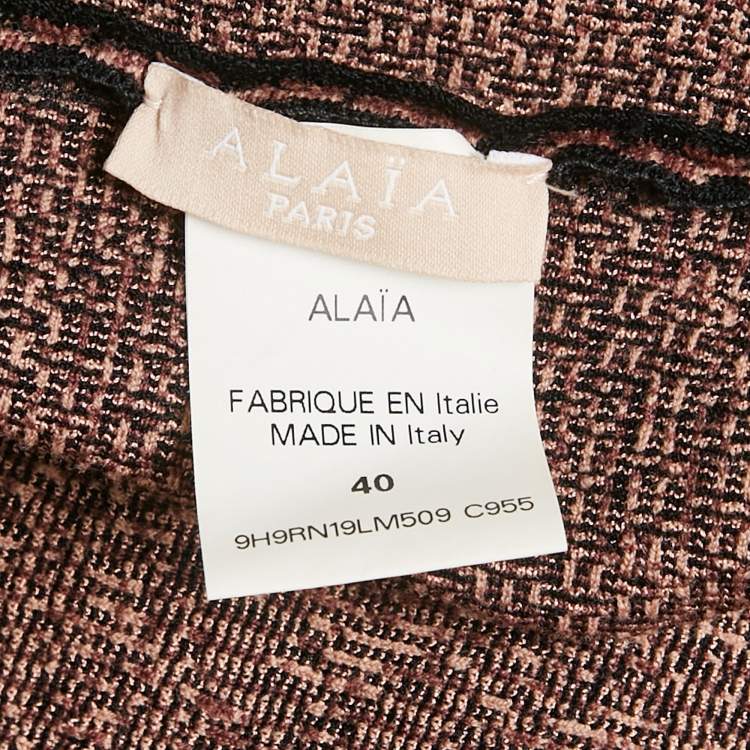 Pre Owned Alaia Black/Pink Floral Jacquard Knit Gown M