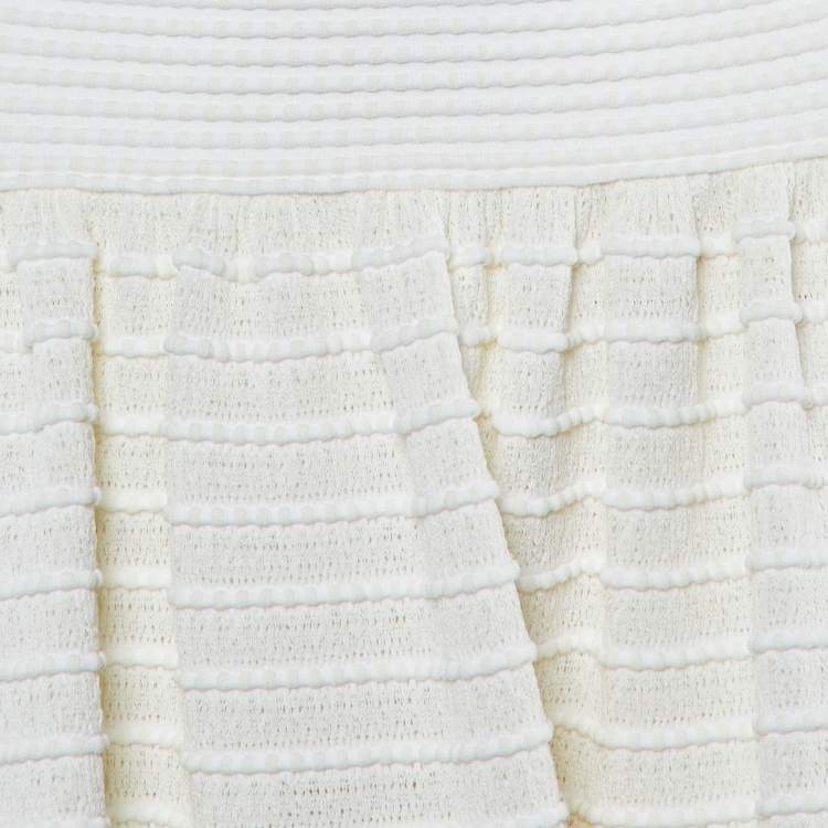Pre Owned Alaia Ivory Ribbed Knit Fit & Flare Dress M