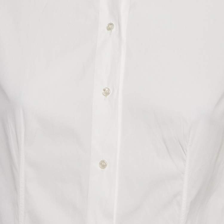 Pre Owned Alaia White Cotton Shirt Style Bodysuit S