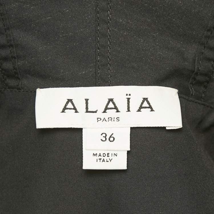Pre Owned Alaia Black Cotton Plunging Neck Hooded Bodysuit S