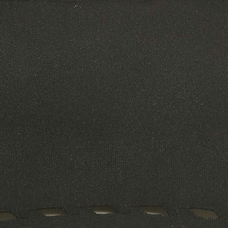 Pre Owned Alaia Black Stretch Knit Cut-Out Scallop Crop Top S