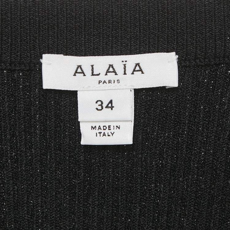 Pre Owned Alaia Black Rib Knit Tank Bodysuit S