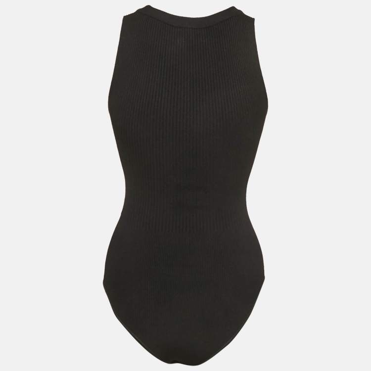 Pre Owned Alaia Black Rib Knit Tank Bodysuit S