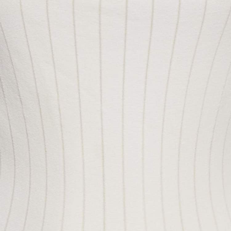 Pre Owned Alaia White Patterned Knit Sleeveless Flared Short Dress M