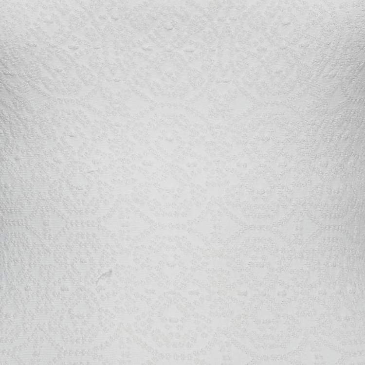 مملوكة مسبقًا Alaia White White Textured Knit Sleeveless Flared Knee Length Dress S  