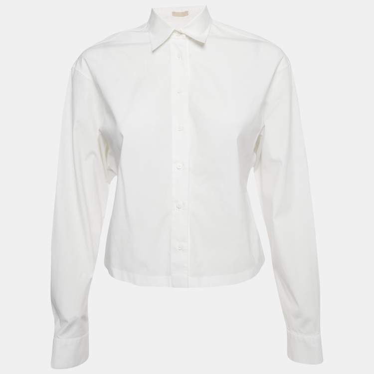 مملوكة مسبقًا Alaia White Cotton Long Sleeve Crop Shirt M