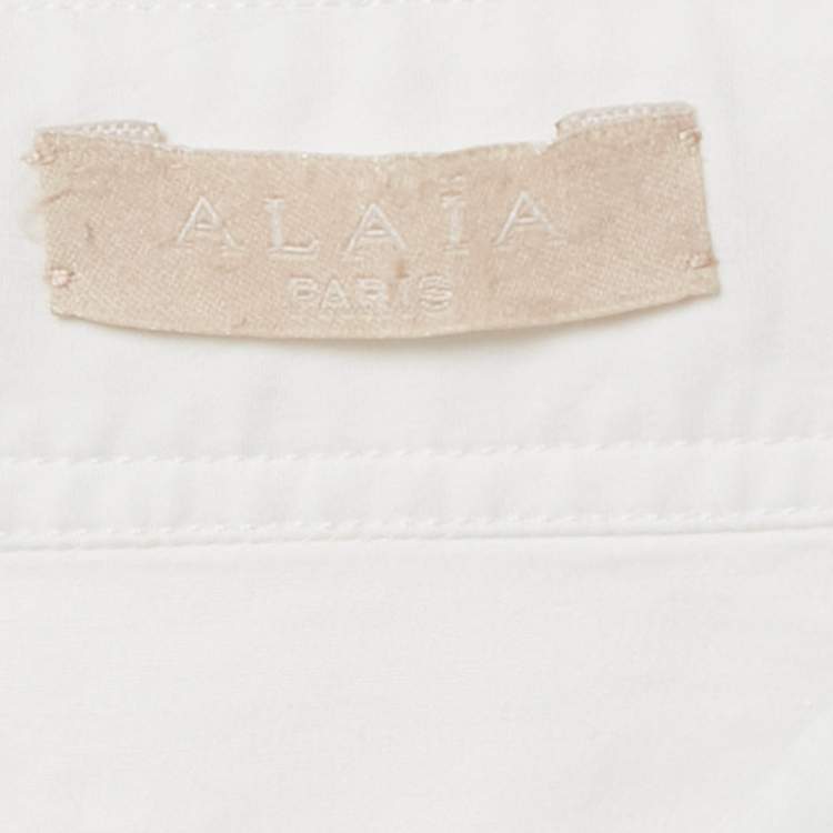 مملوكة مسبقًا Alaia White Cotton Long Sleeve Crop Shirt M