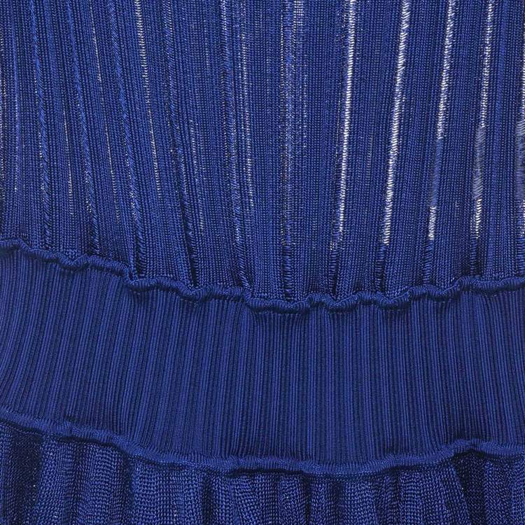 Pre Owned Alaia Blue Knit Flared Mini Crinoline Dress S