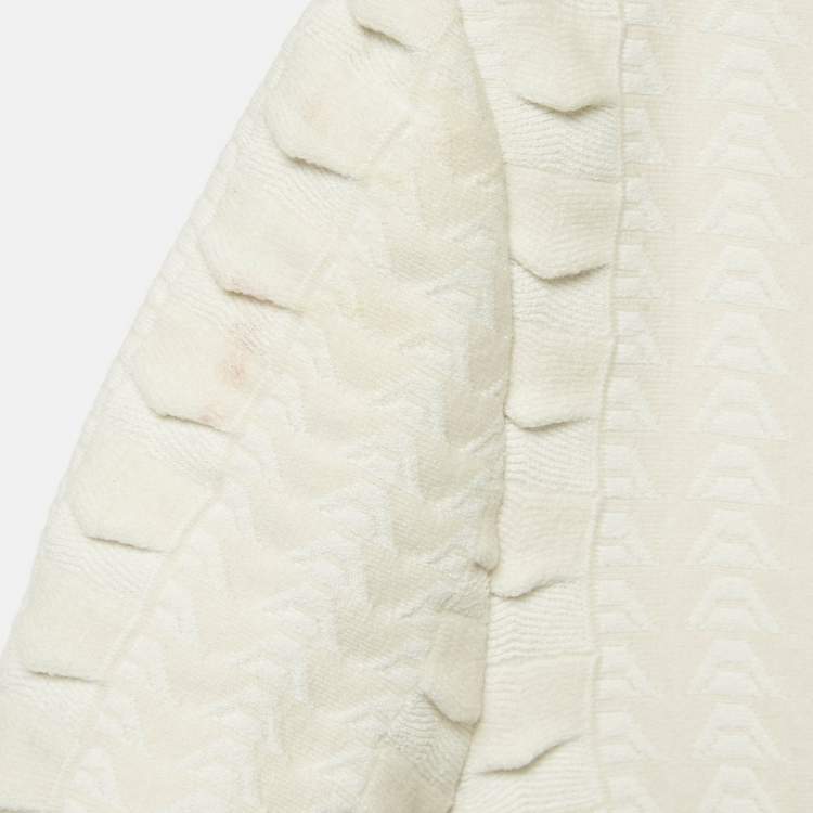 Pre Owned Alaia Light Beige Textured Wool Knit Flared Mini Dress S