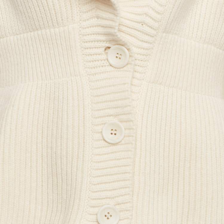 Pre Owned Alaia Cream Wool Peplum Cardigan M