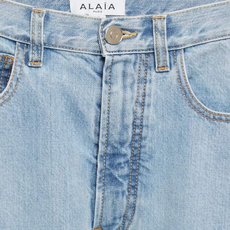 Pre Owned Alaia Light Blue Denim Round Leg Jeans S Waist 24"